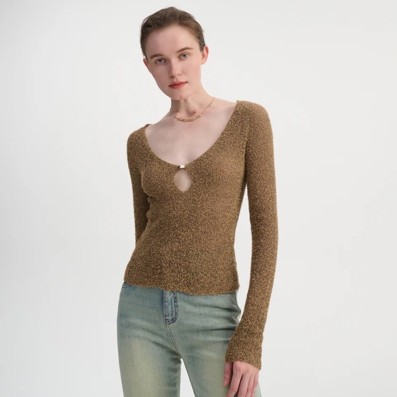 Ancosti Cutout Slim Fit Top Brown Size S - Picture 2 of 9